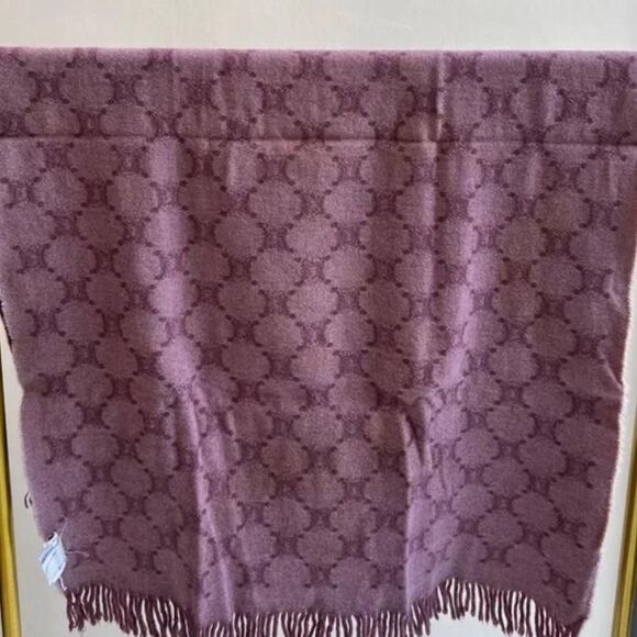 Celine Pink Patterned Scarf - Picture 5 of 8